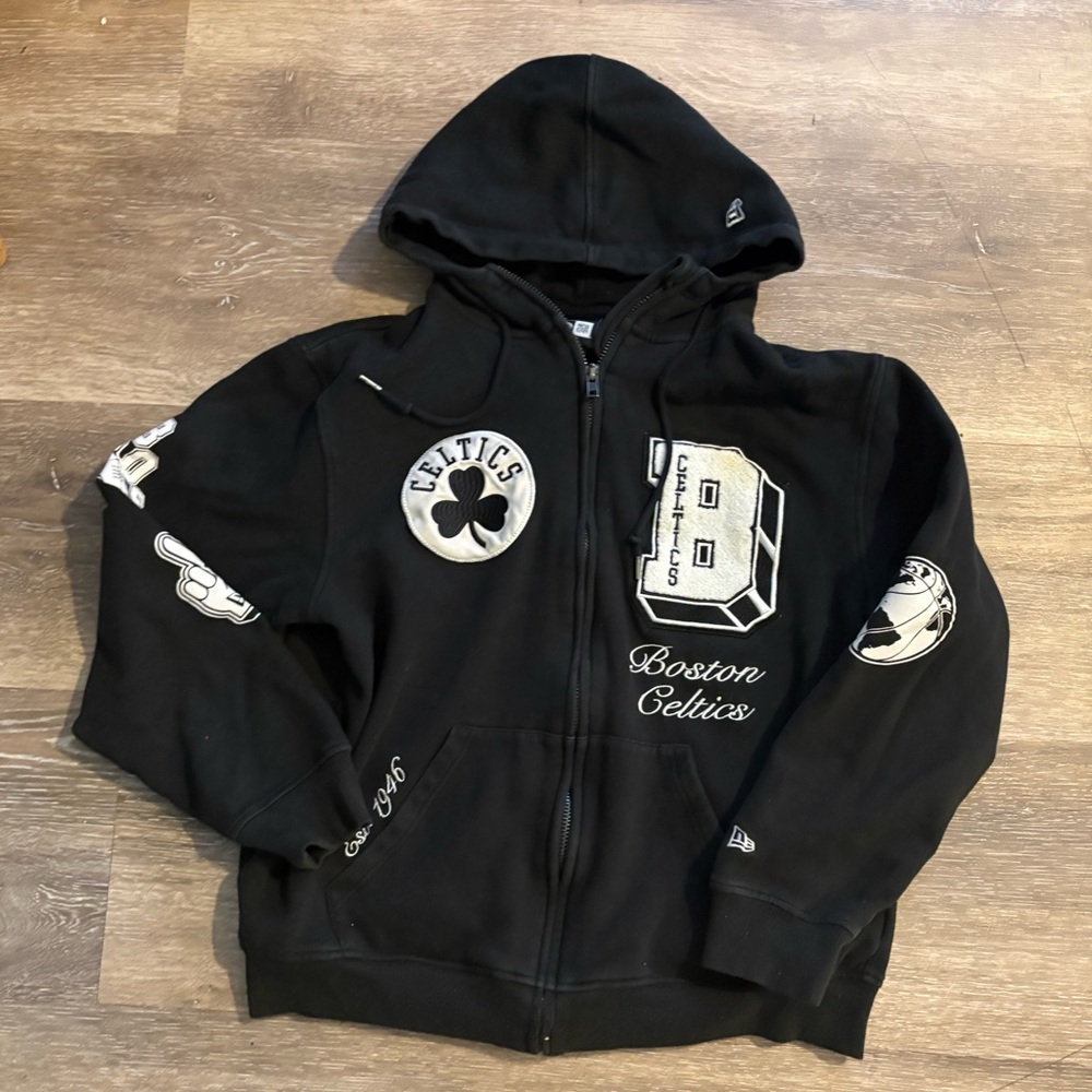 New Era Cap x Boston Celtics Black Zip Up Hoodie